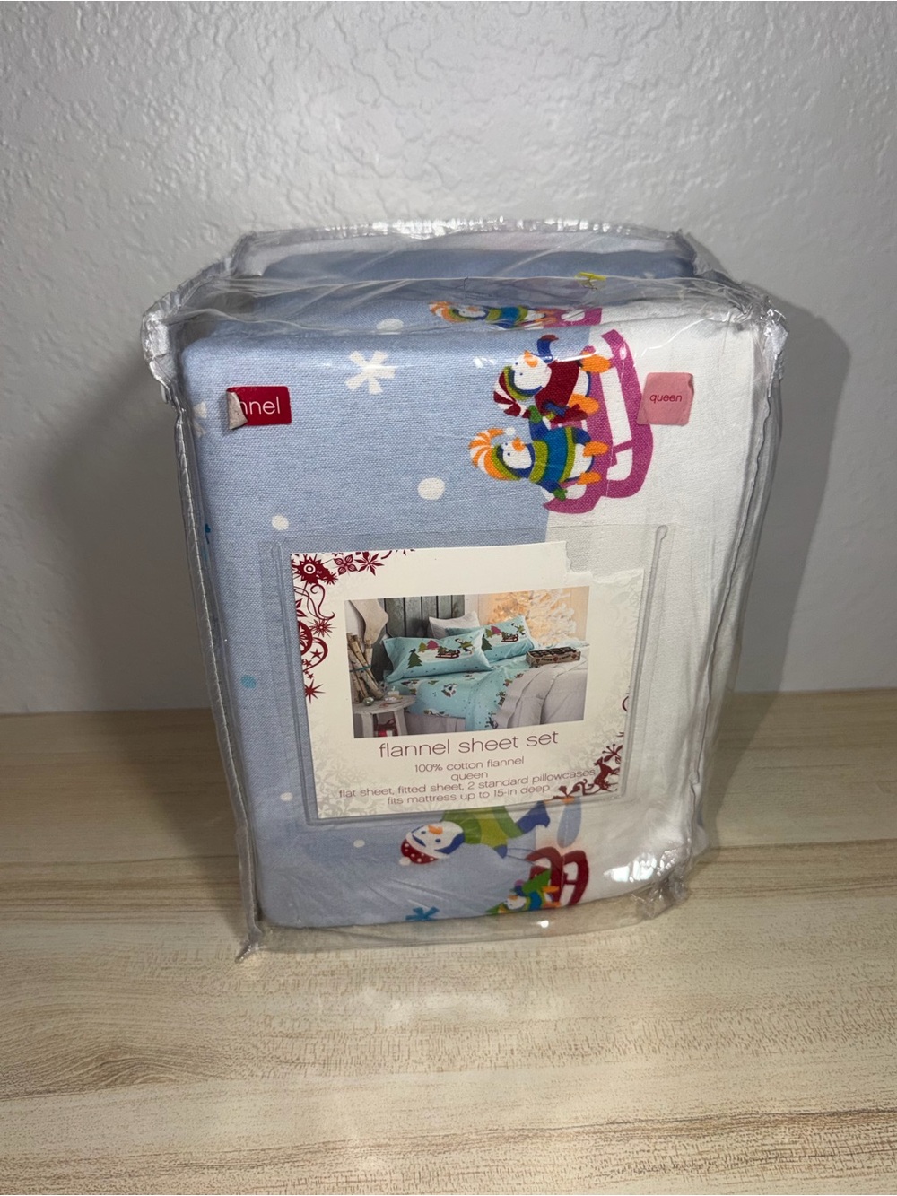 Vintage 2006 Flannel Sheet Set Queen 100% Cotton Snowman Target New